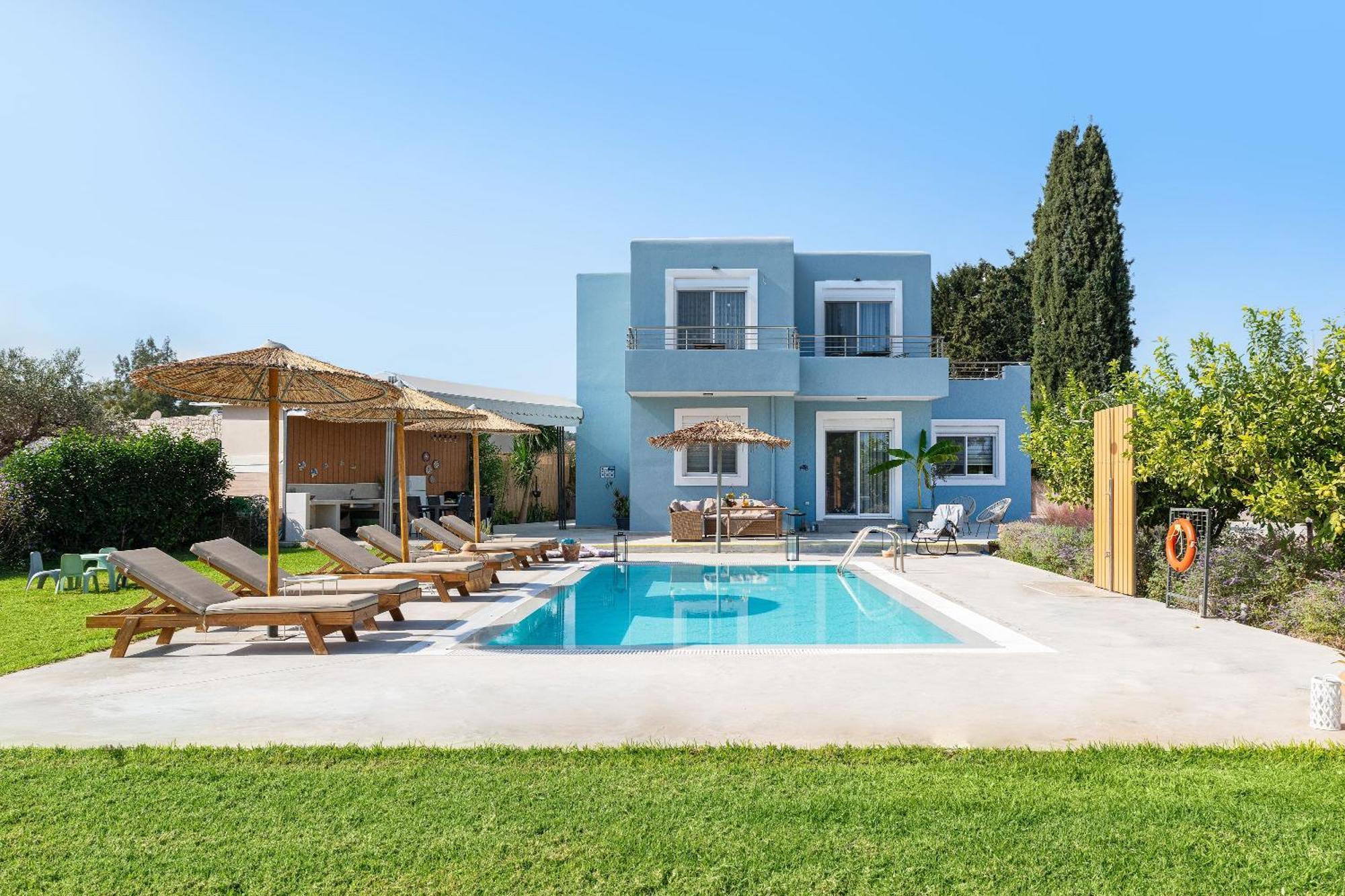 Ethria Pool Villa With Heated Jacuzzi Afantou Exterior foto