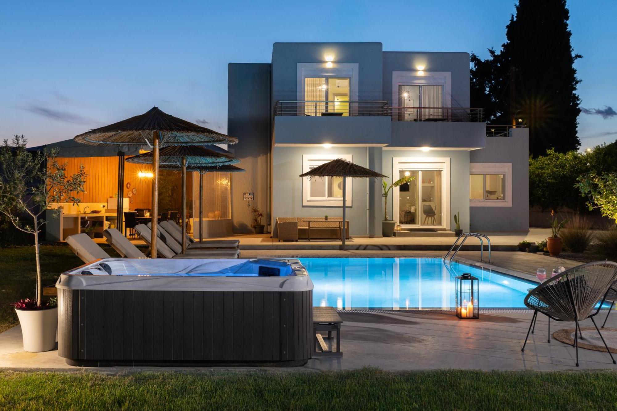 Ethria Pool Villa With Heated Jacuzzi Afantou Exterior foto